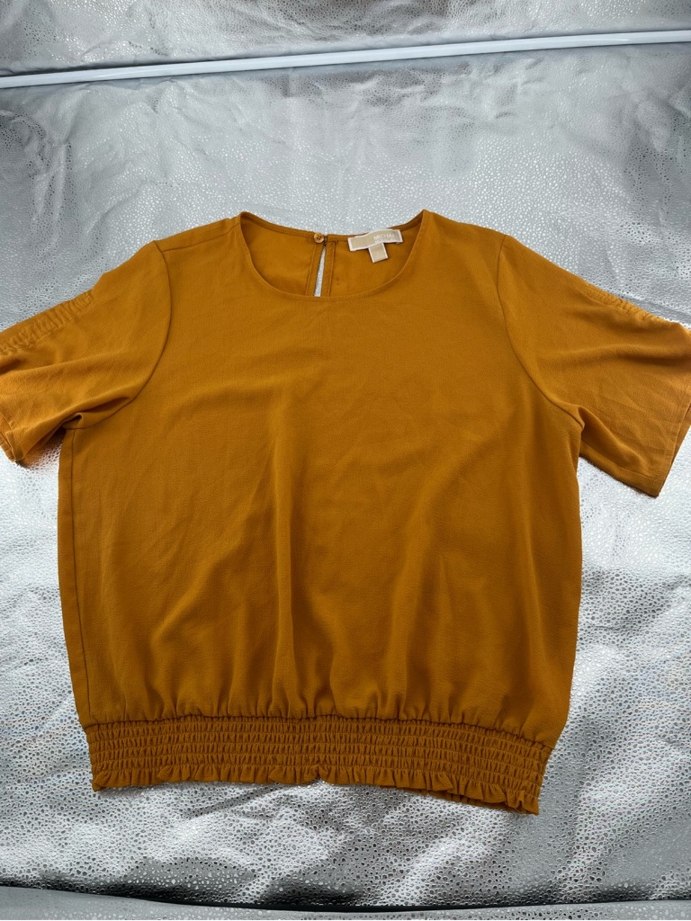 Michael Kors Mustard Short Sleeve Blouson Top